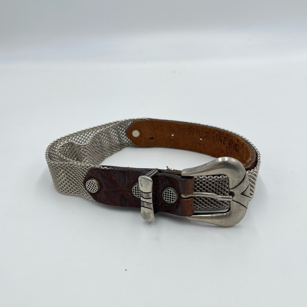 Vintage Leather Belt with Nickel Hardware